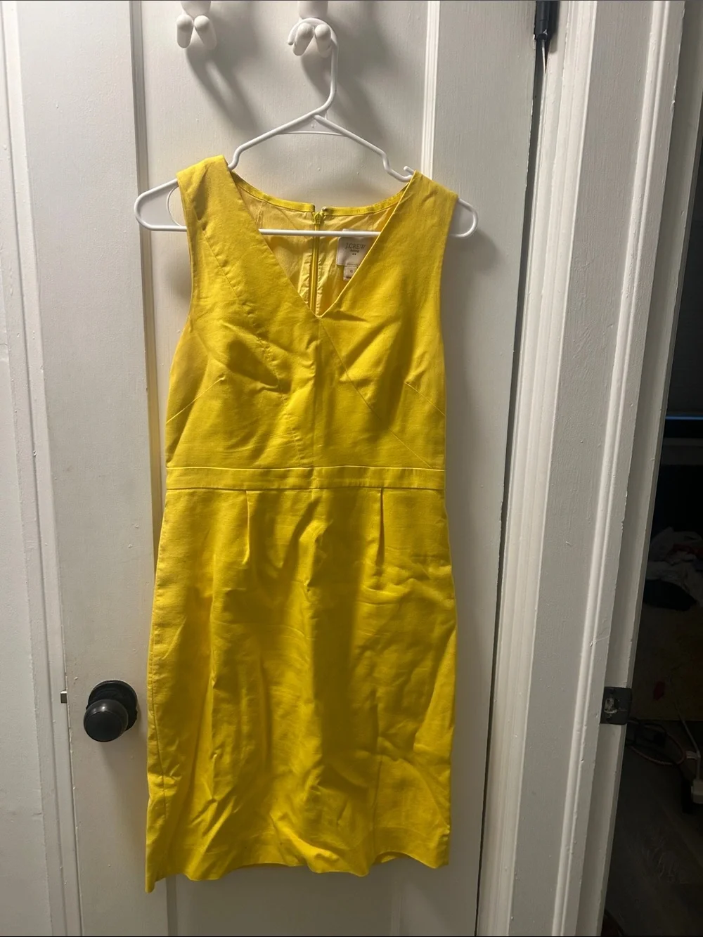 J. Crew Bright Yellow V-Neck Midi Sheath Dress